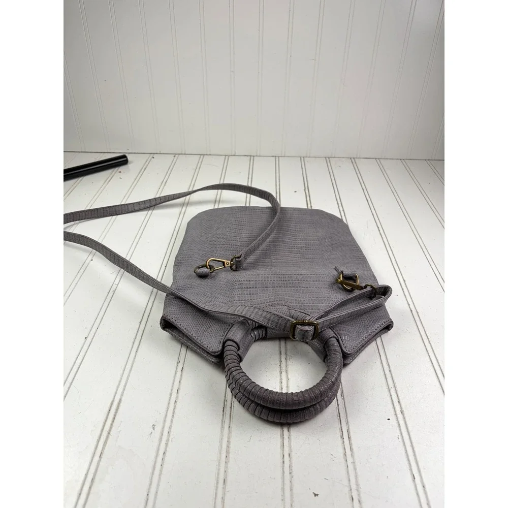 Anthropologie Vintage Y2K Gray Lizard Embossed Handle Shoulder Crossbody Bag